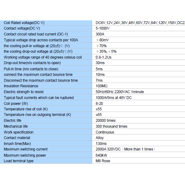 Relé de batería de litio 300AD HV CC - Imagen 2