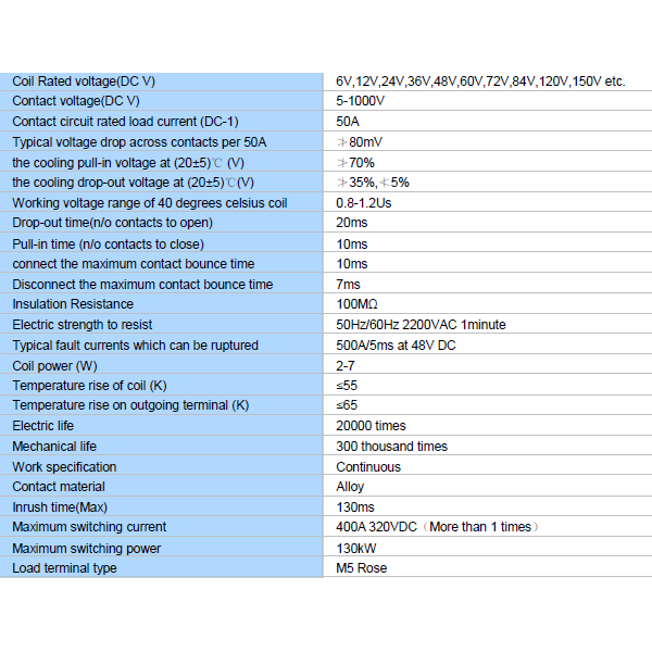 Relé de batería de litio 50AD HV CC - Imagen 3